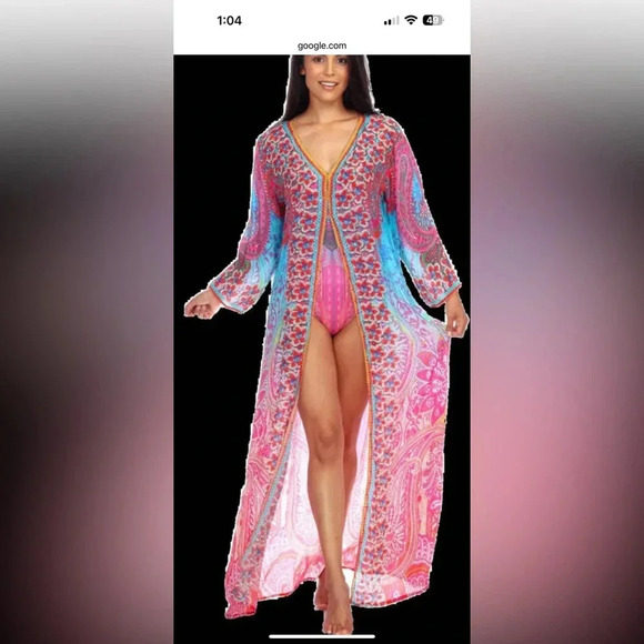 La Moda Rhinestone Embelished beach cover up maxi dress O/S - Picture 10 of 10